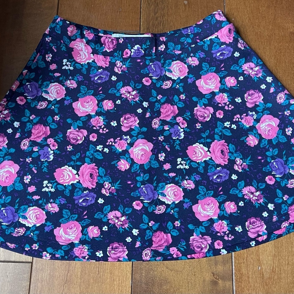 Forever 21 Floral A-Line Skirt - Purple and Pink